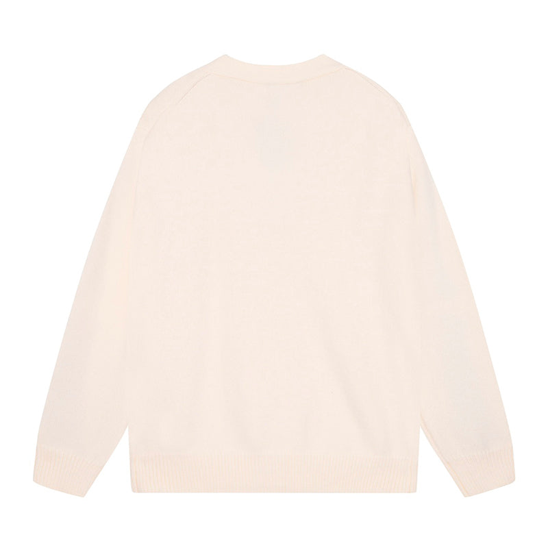 AMRI Cotton V-Neck Bones Cardigan Sweater Apricot